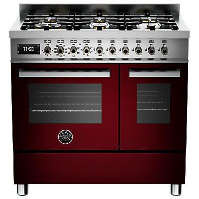 Bertazzoni Professional Series 90cm Dual Fuel Twin Range Cooker Burgundy